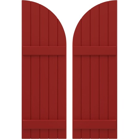 Ekena Millwork Americraft 5-Board (2 Batten) Wood Joined Board-n-Batten Shutters w/ Arch Top, ARW101BQ518X71BRH, PR ARW101BQ518X71BRH